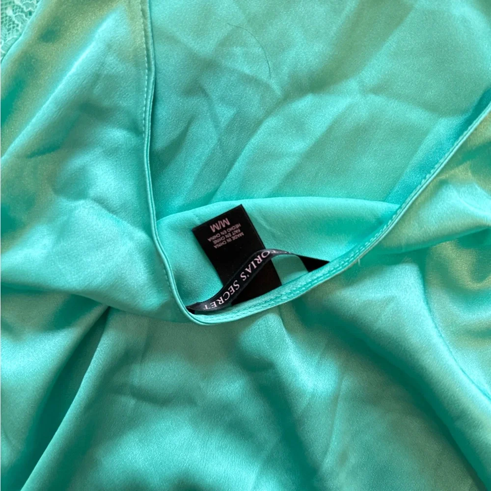 Victoria's Secret Aqua Satin Vintage Teddy Lingerie